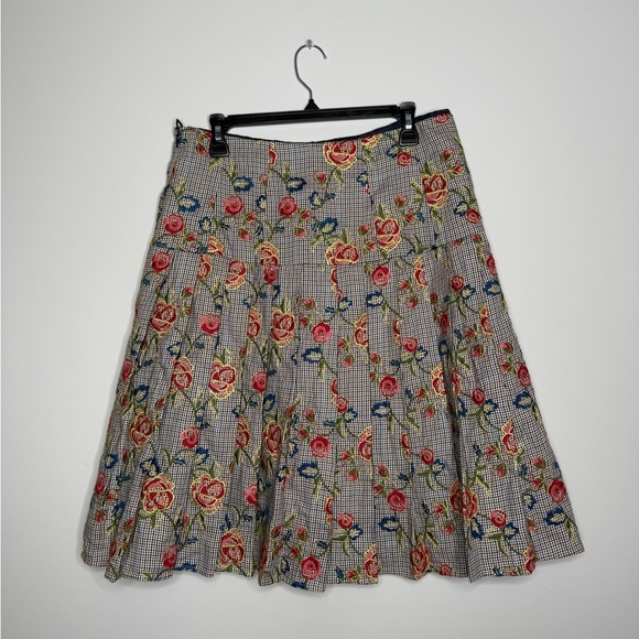 Brooks Brothers Floral Checkered Midi Skirt - Red and Green - Picture 4 of 6